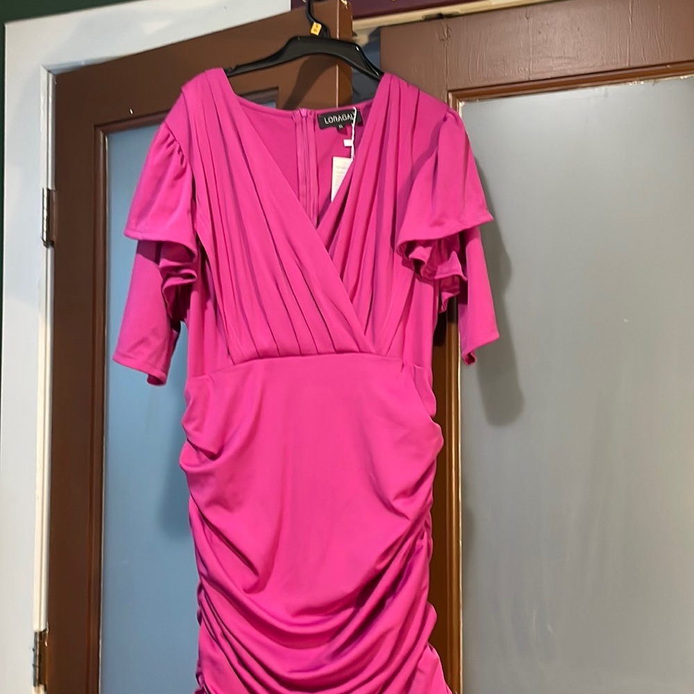 Loragal Hot Pink XL Ruffled Dress - BRAND NEW NEVER WORN
